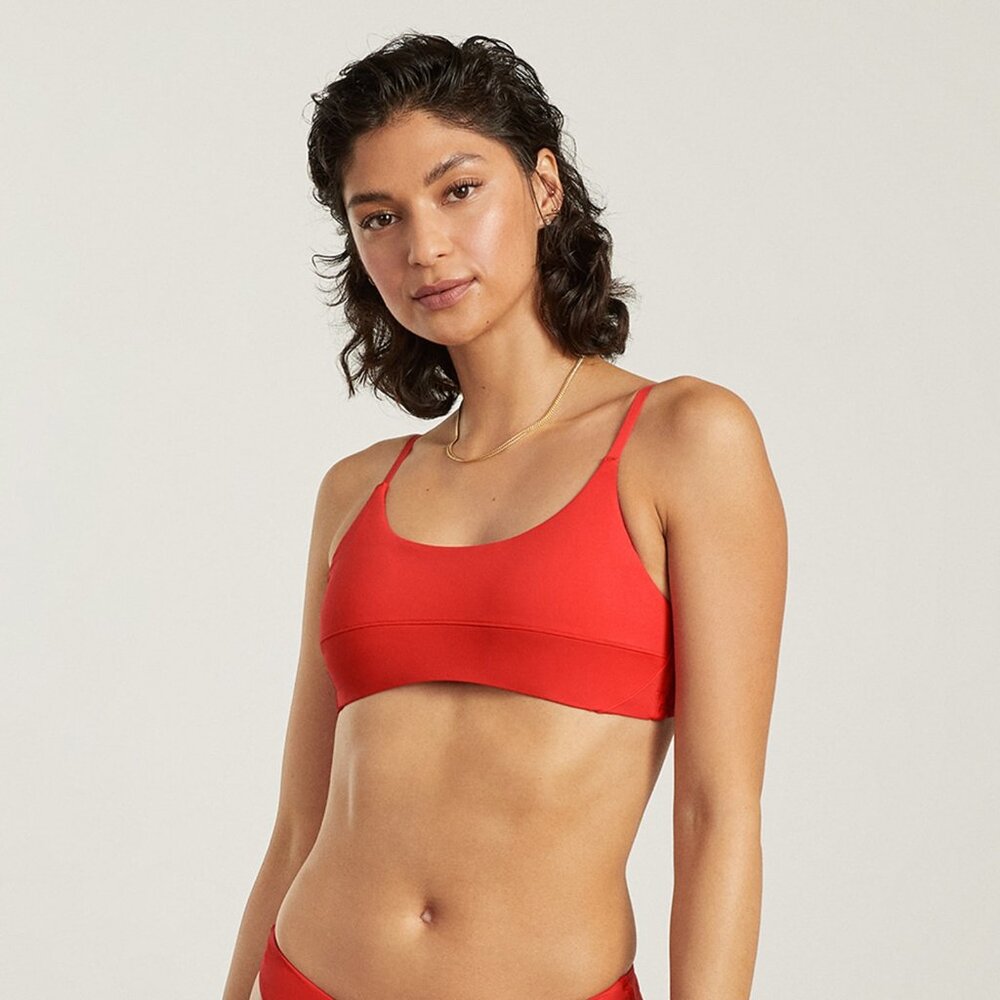 Everlane The Scoop-Neck Bikini Top Red Base - Size S